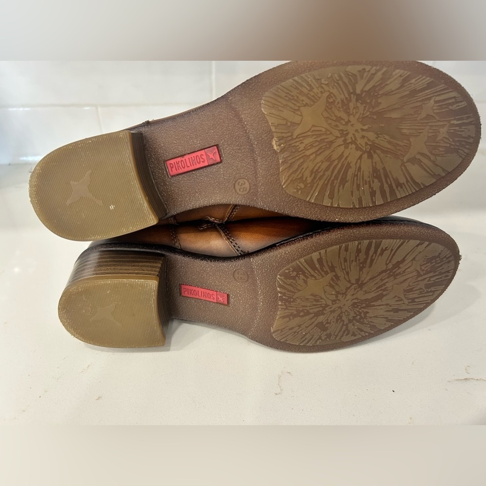 Pikolinos Zaragoza leather cognac fringe bootie sz.38 Boho hippie luxury classic - Picture 5 of 6